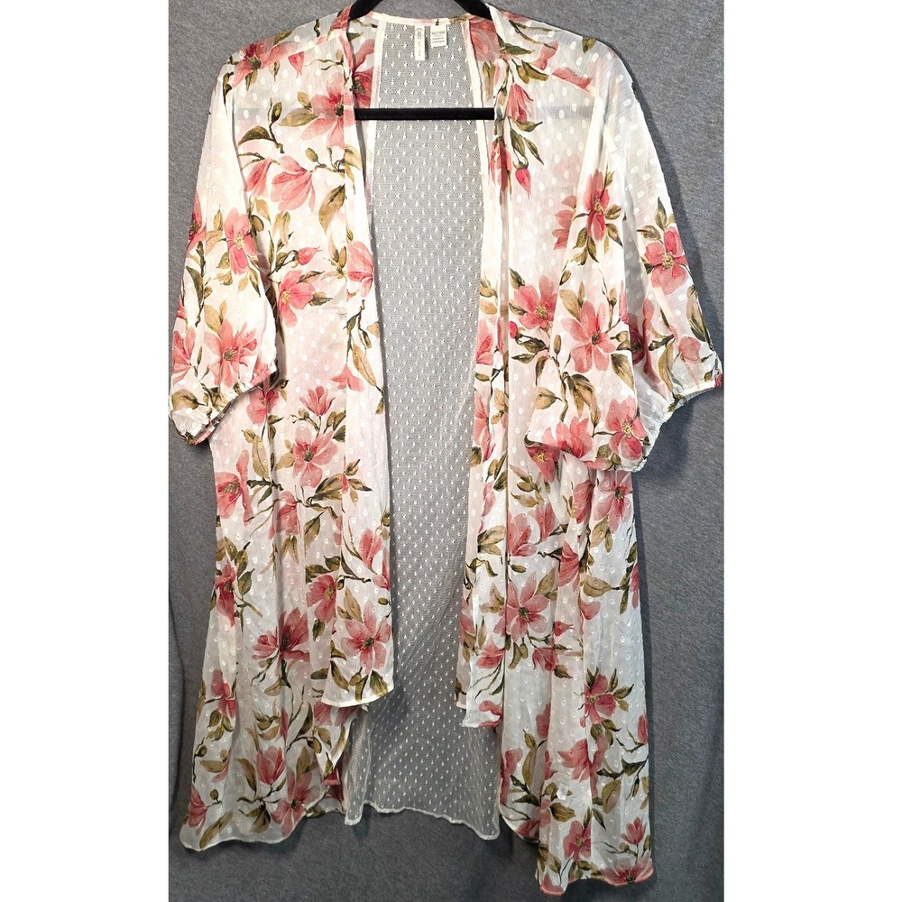 Cato Floral Kimono‎ Sheer Lace Back Cardigan Plus Size 18/20W 18 20 W Waterfall